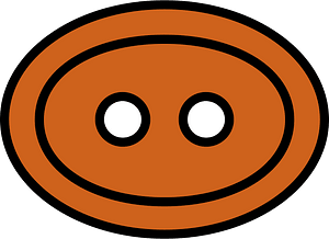 Orange-Brown oval button with two holes