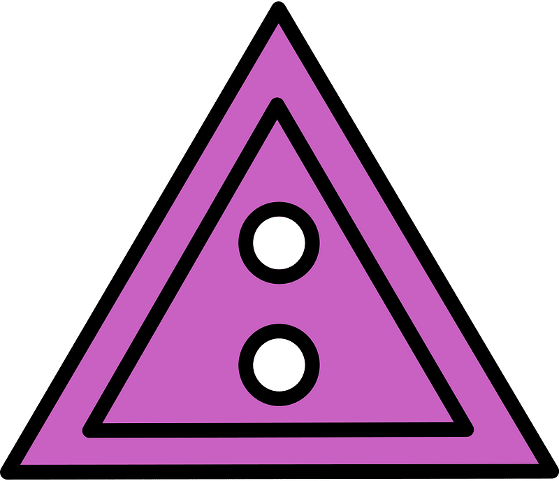 Magenta triangular button with two holes