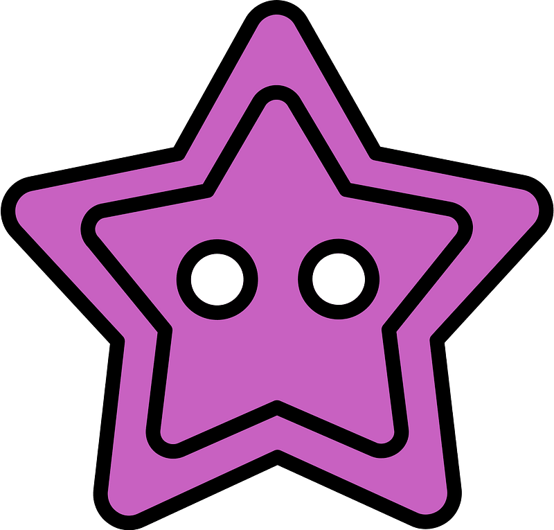 Magenta star-shaped button with two holes