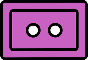 Magenta rectangle button with two holes