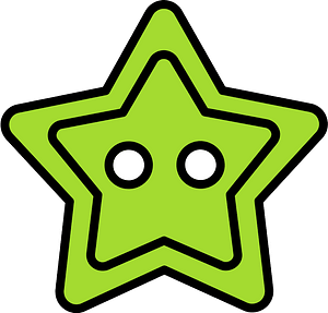 Lime star-shaped button with two holes