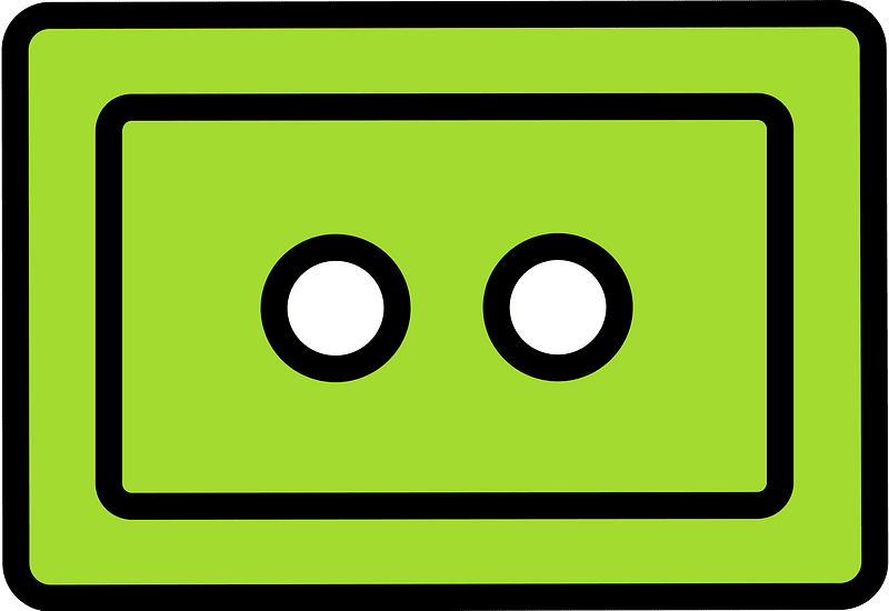 Lime rectangle button with two holes