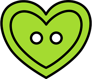 Lime heart-shaped button with two holes