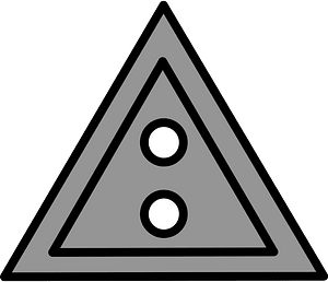 Grey triangular button with two holes