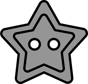 Grey star-shaped button with two holes
