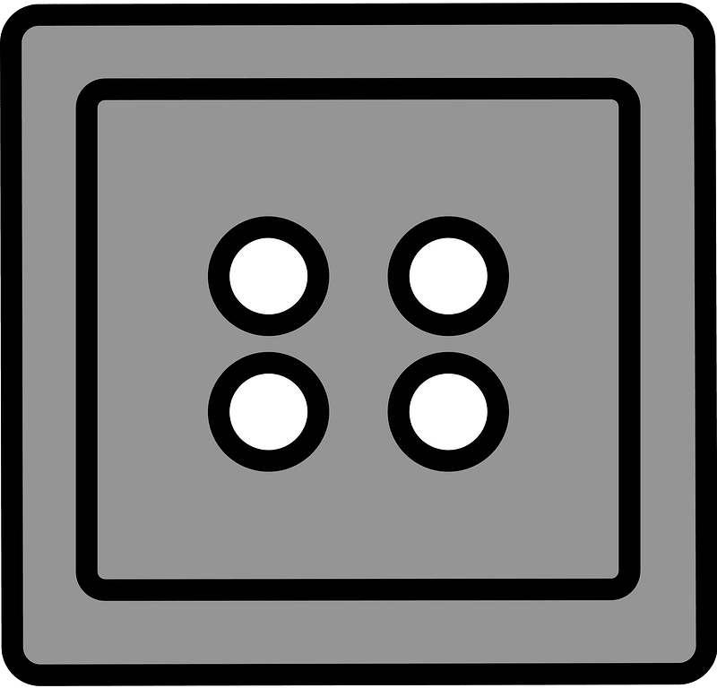 Grey square button with four holes