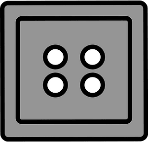 Grey square button with four holes