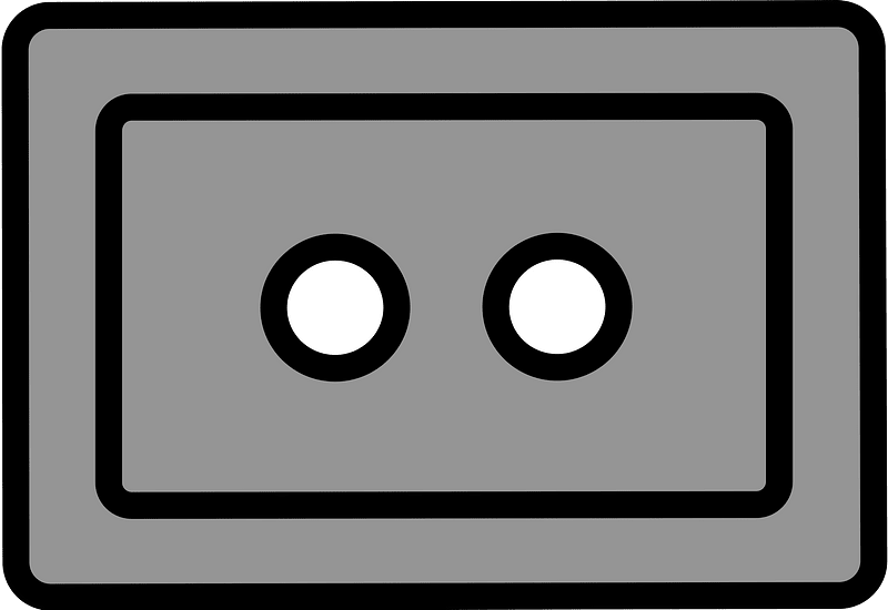 Grey rectangle button with two holes