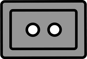 Grey rectangle button with two holes