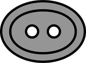 Grey oval button with two holes