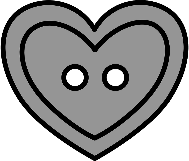 Grey heart-shaped button with two holes