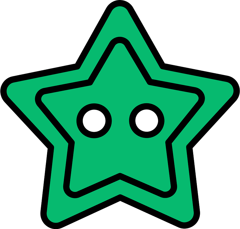 Green star-shaped button with two holes