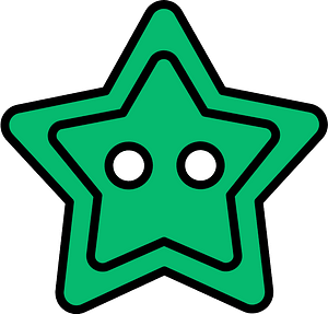 Green star-shaped button with two holes