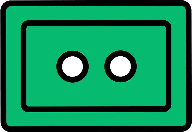 Green rectangle button with two holes