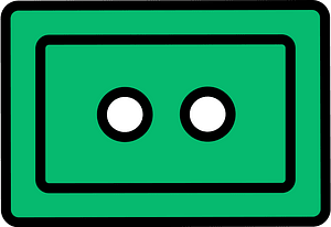 Green rectangle button with two holes