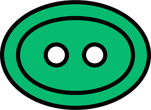 Green oval button with two holes