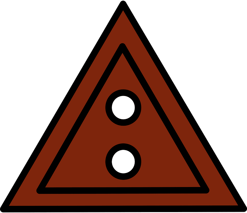 Brown triangular button with two holes
