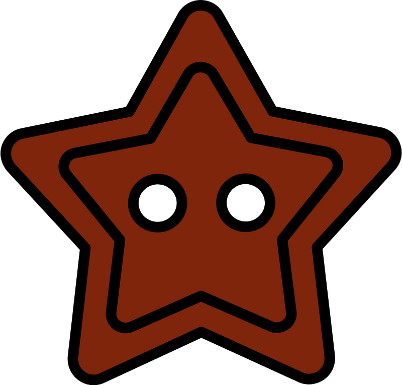 Brown star-shaped button with two holes