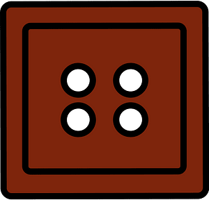 Brown square button with four holes