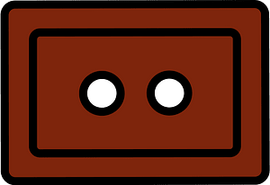 Brown rectangle button with two holes