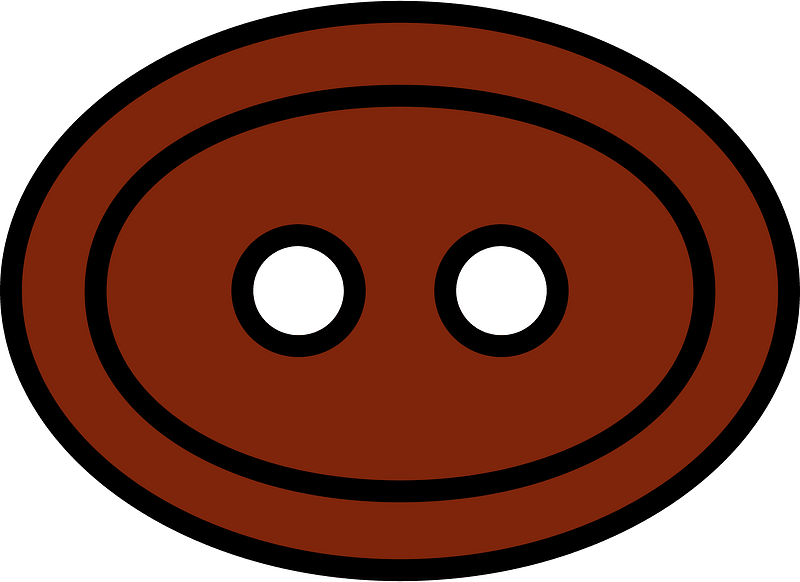 Brown oval button with two holes