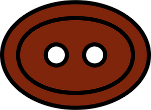 Brown oval button with two holes