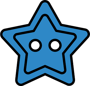 Blue star-shaped button with two holes