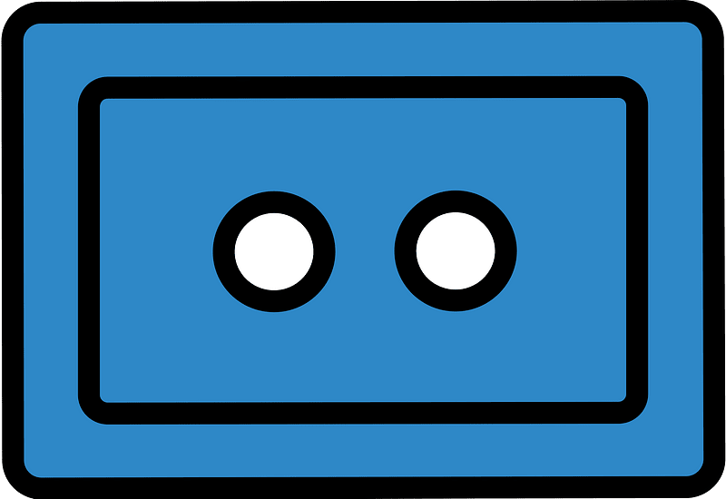 Blue rectangle button with two holes