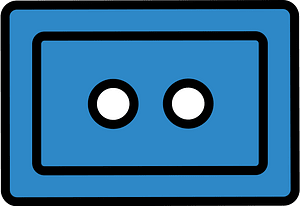 Blue rectangle button with two holes