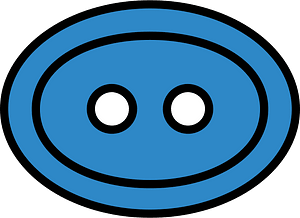 Blue oval button with two holes