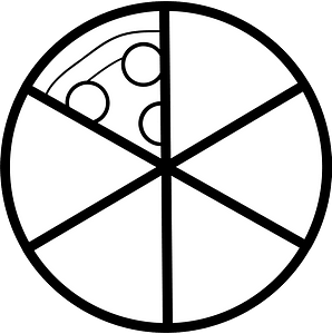 Blank Pizza Fractions 1:6