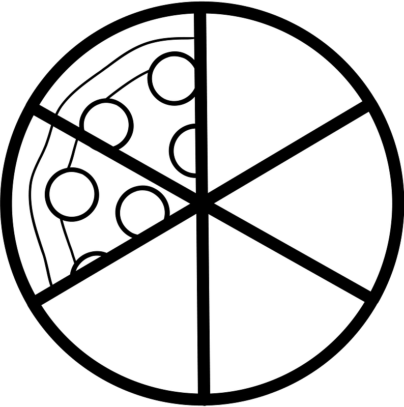 Blank Pizza Fractions 2:6