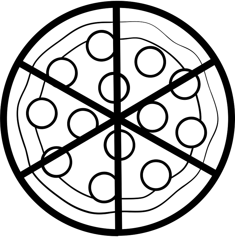 Blank Pizza Fractions 6:6