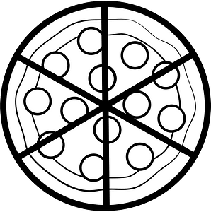 Blank Pizza Fractions 6:6