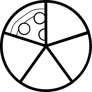 Blank Pizza Fractions 1:5