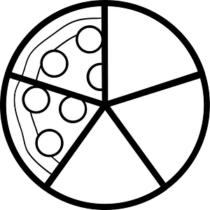 Blank Pizza Fractions 2:5