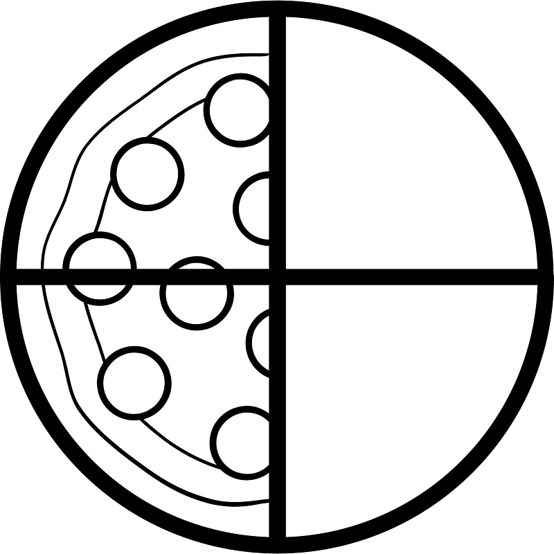 Blank Pizza Fractions 2:4