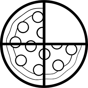 Blank Pizza Fractions 3:4