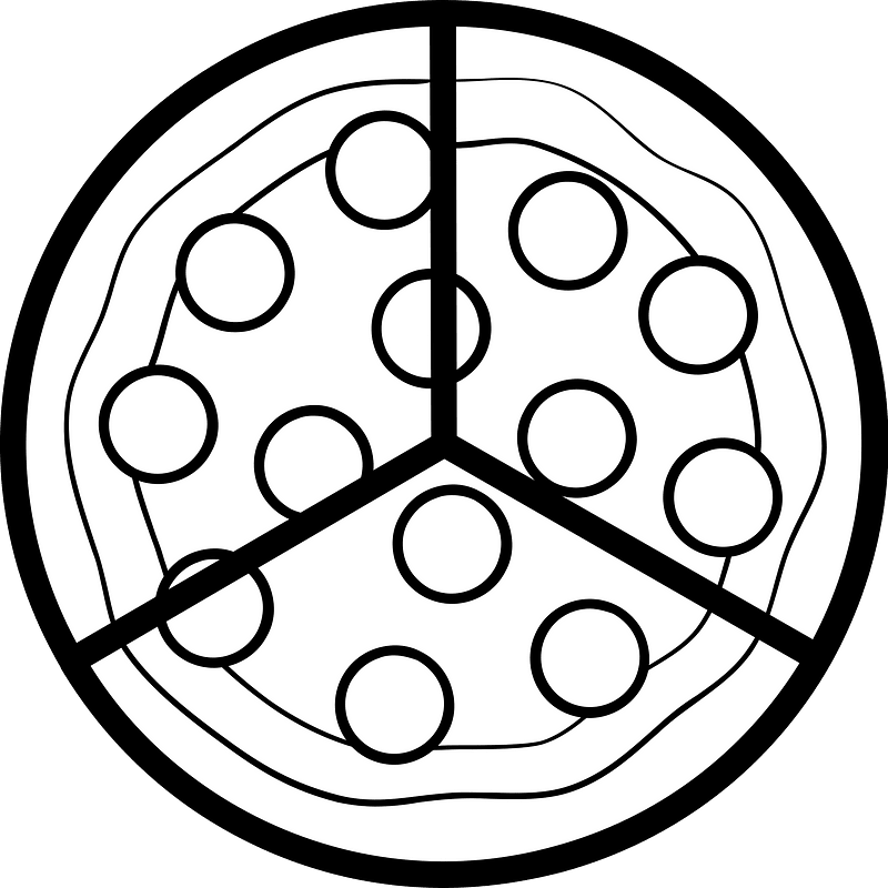 Blank Pizza Fractions 3:3