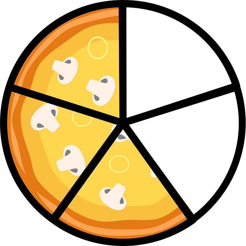 Mushroom Pizza Fractions 3:5