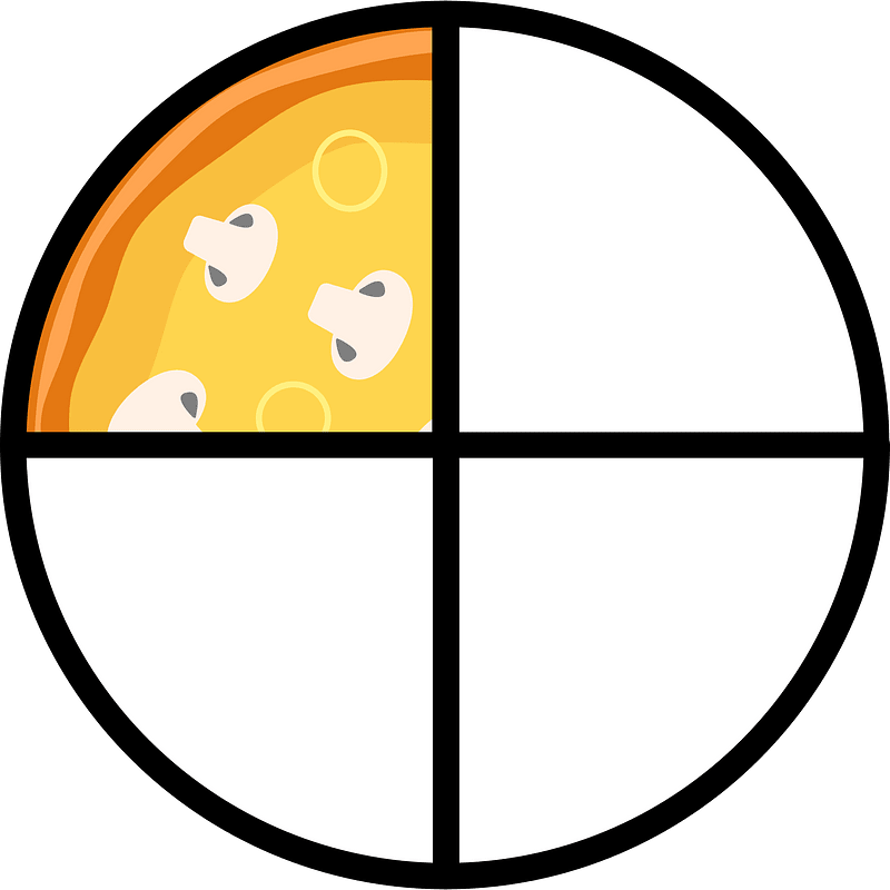 Mushroom Pizza Fractions 1:4