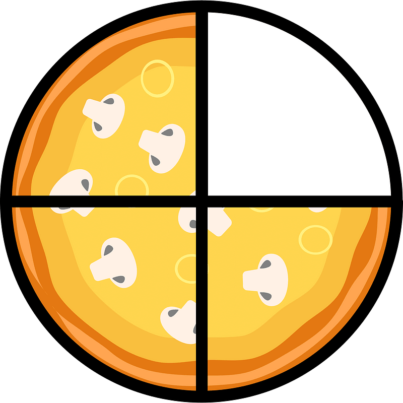 Mushroom Pizza Fractions 3:4