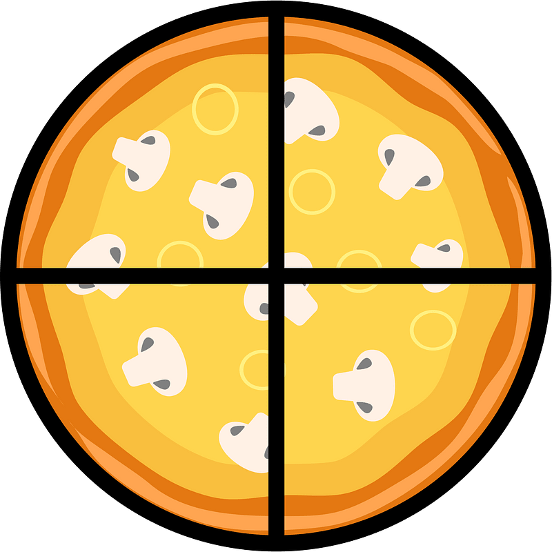 Mushroom Pizza Fractions 4:4