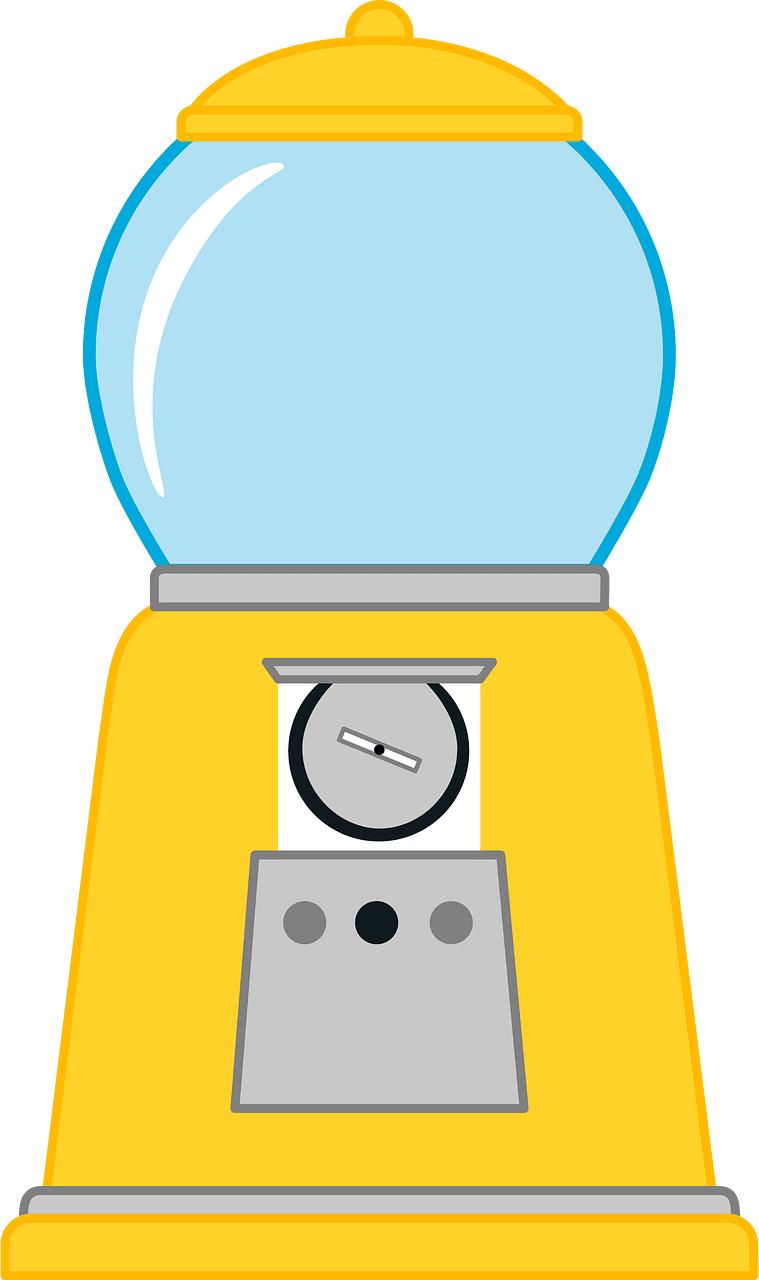 Yellow-Amber empty gumball machine