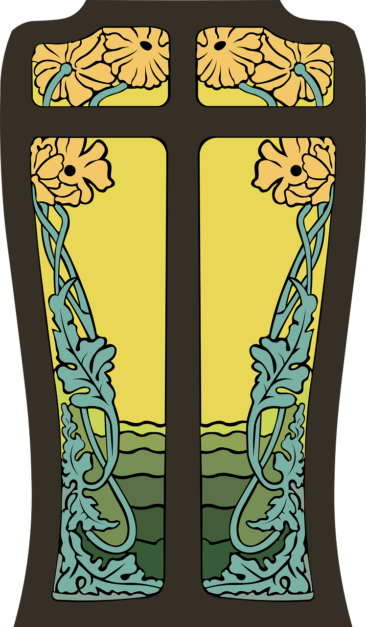 Art Nouveau stained glass after Henri Simmen