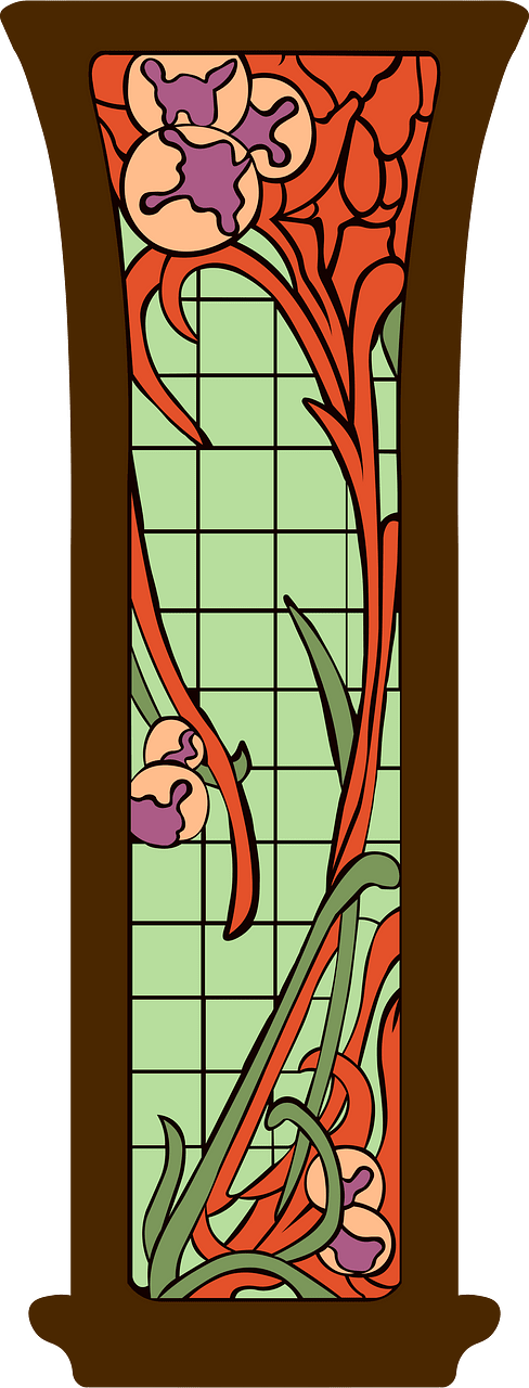 Art Nouveau stained glass after Henri Simmen