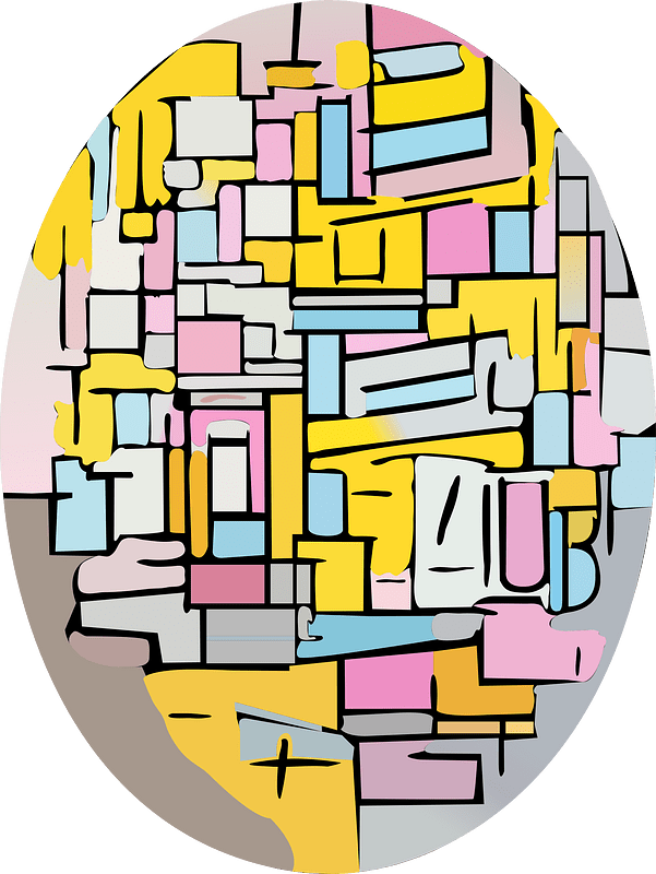 Composition with Oval in Color Planes II after Piet Mondriaan, 1914