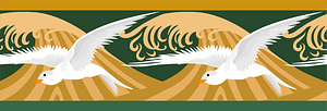 Art Nouveau Ornament of Seagull and Waves after Maurice Pillard Verneuil