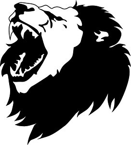 Growling lion face - Black and White