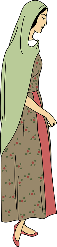 Persian woman wearing green hood